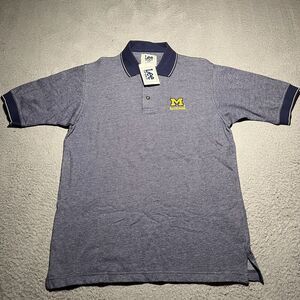 Vintage University Of Michigan Lee Sport Polo Mens Medium Blue Short Sleeve 90s